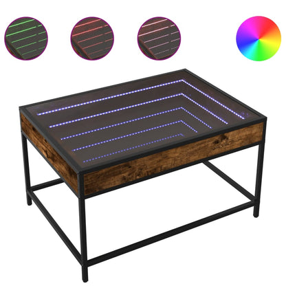 Salongbord Sofabord Røkt Eik med Infinity LED 70x50x41 cm