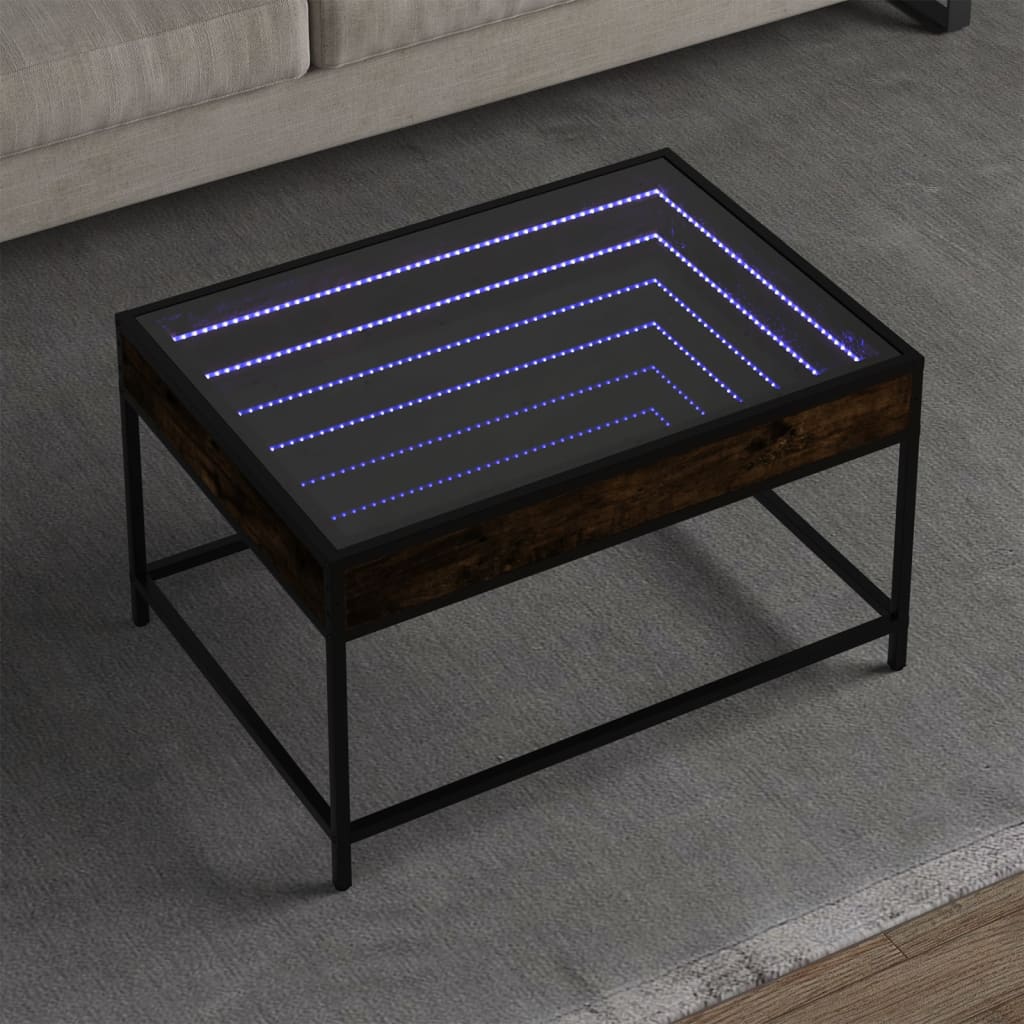 Salongbord Sofabord Røkt Eik med Infinity LED 70x50x41 cm