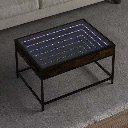 Salongbord Sofabord Røkt Eik med Infinity LED 70x50x41 cm