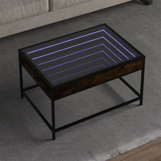 Salongbord Sofabord Røkt Eik med Infinity LED 70x50x41 cm