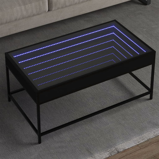 Salongbord Sofabord Svart med Infinity LED 90x50x41 cm
