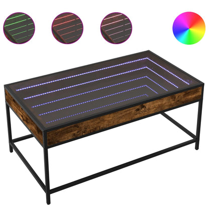 Salongbord Sofabord Røkt Eik med Infinity LED 90x50x41 cm