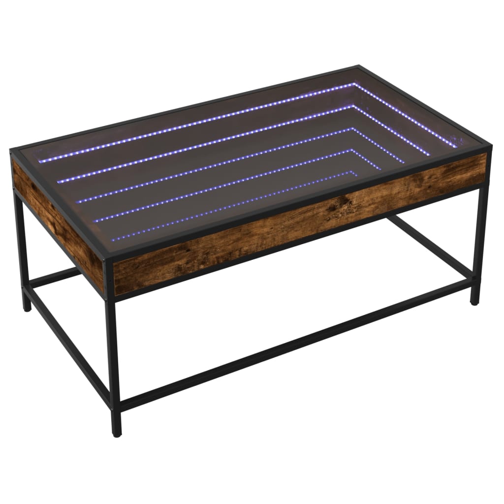 Salongbord Sofabord Røkt Eik med Infinity LED 90x50x41 cm