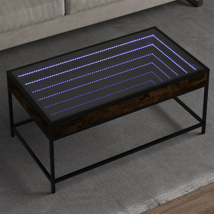 Salongbord Sofabord Røkt Eik med Infinity LED 90x50x41 cm
