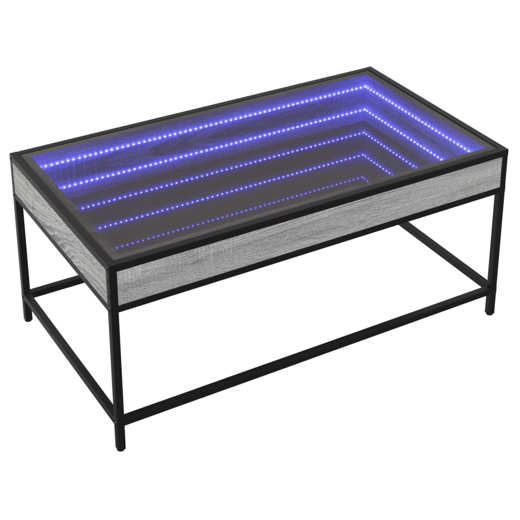 Salongbord Sofabord Sonoma Grå med Infinity LED 90x50x41 cm