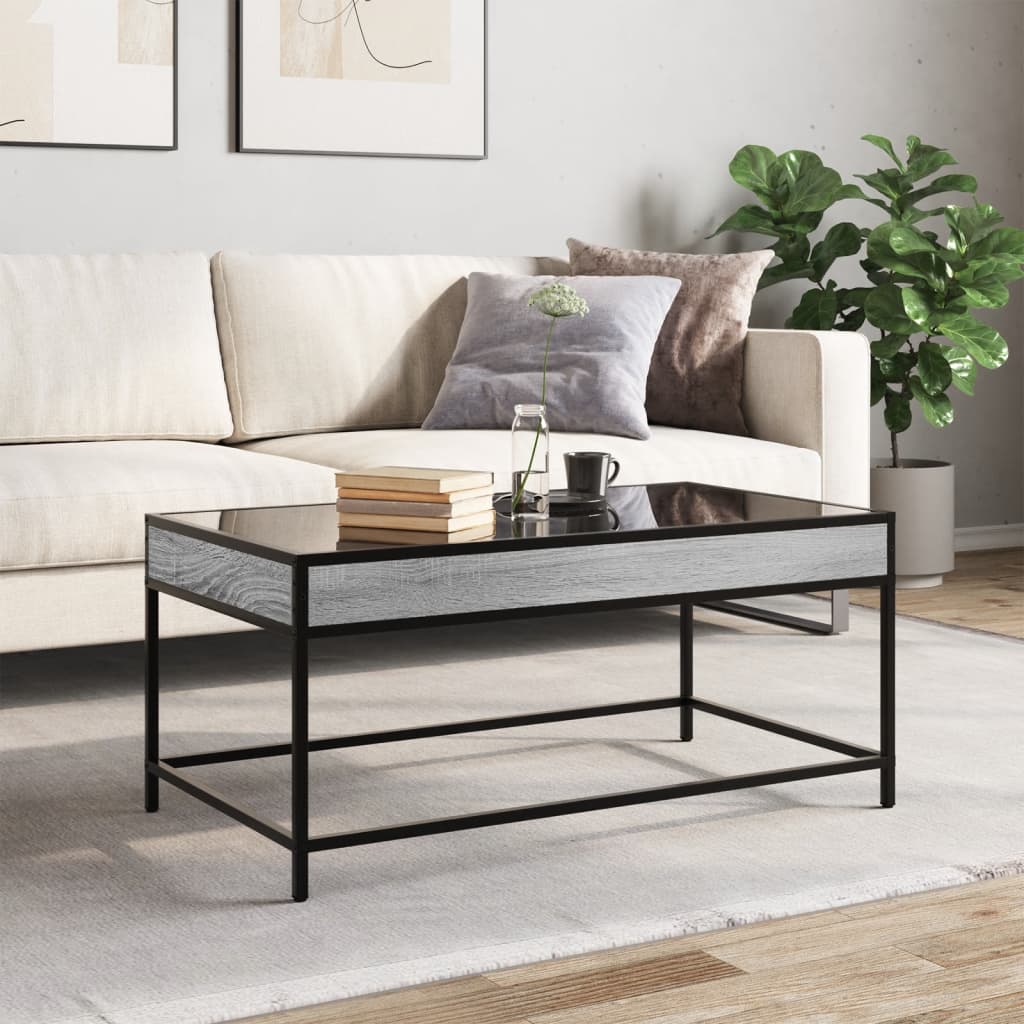 Salongbord Sofabord Sonoma Grå med Infinity LED 90x50x41 cm