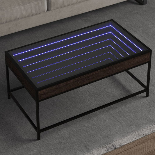 Salongbord Sofabord Brun Eik med Infinity LED 90x50x41 cm