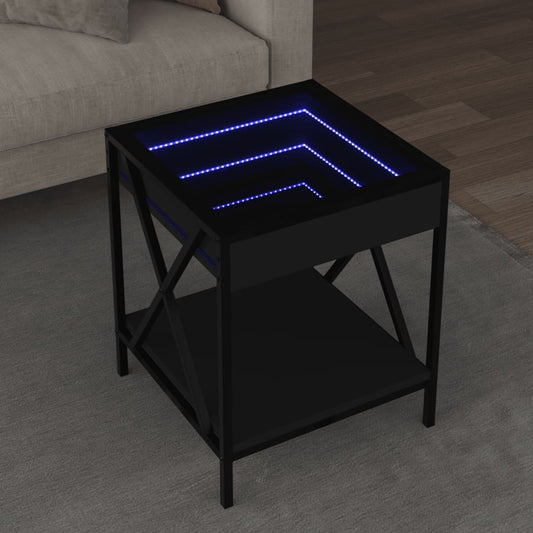 Salongbord Sofabord Svart med Infinity LED 40x40x49 cm