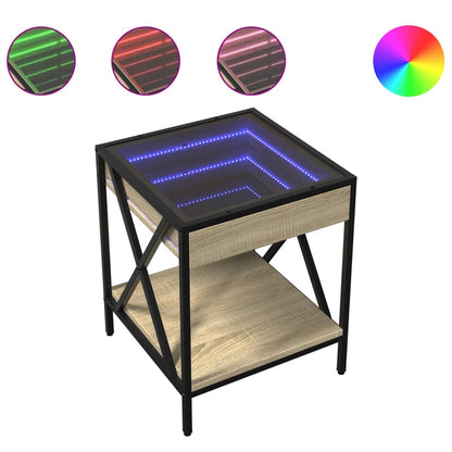 Salongbord Sofabord Sonoma Eik med Infinity LED 40x40x49 cm