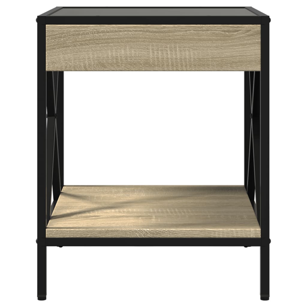 Salongbord Sofabord Sonoma Eik med Infinity LED 40x40x49 cm