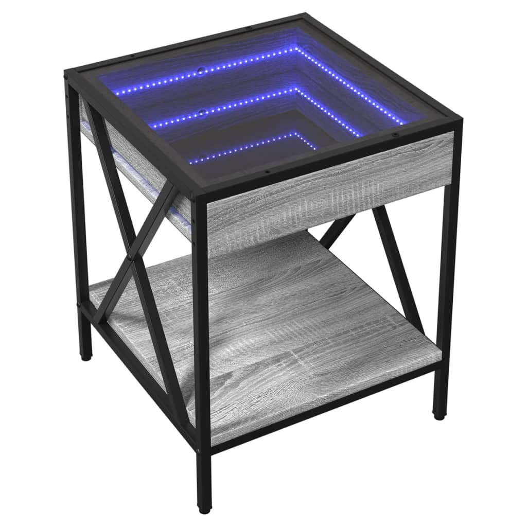 Salongbord Sofabord Sonoma Grå med Infinity LED 40x40x49 cm