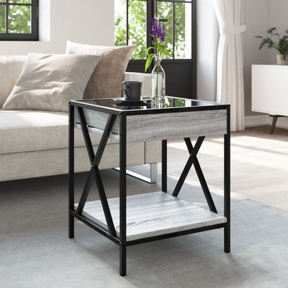 Salongbord Sofabord Sonoma Grå med Infinity LED 40x40x49 cm