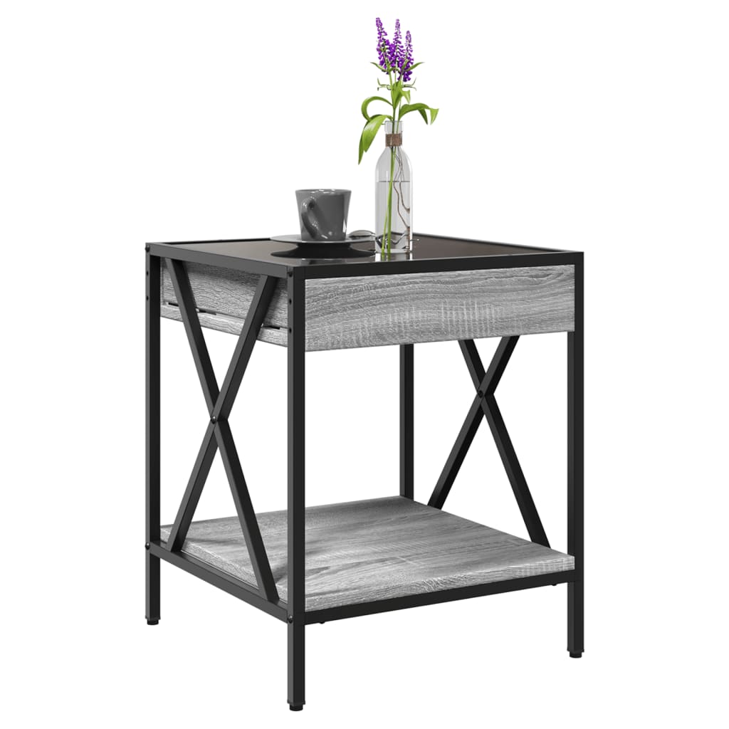 Salongbord Sofabord Sonoma Grå med Infinity LED 40x40x49 cm