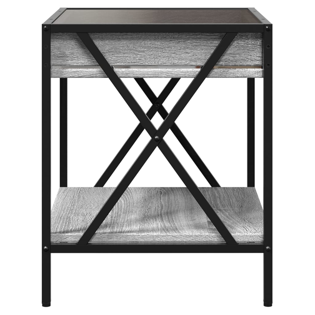 Salongbord Sofabord Sonoma Grå med Infinity LED 40x40x49 cm