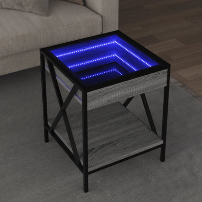 Salongbord Sofabord Sonoma Grå med Infinity LED 40x40x49 cm