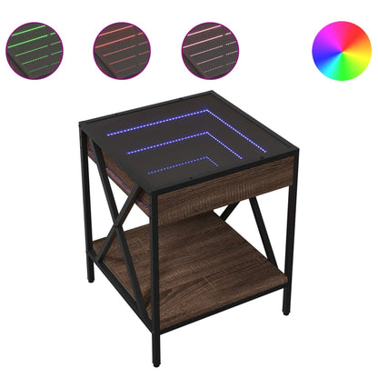 Salongbord Sofabord Brun Eik med Infinity LED 40x40x49 cm