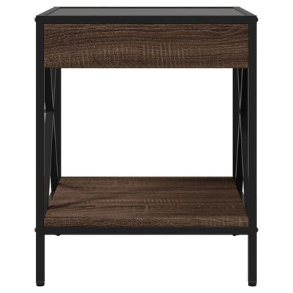 Salongbord Sofabord Brun Eik med Infinity LED 40x40x49 cm