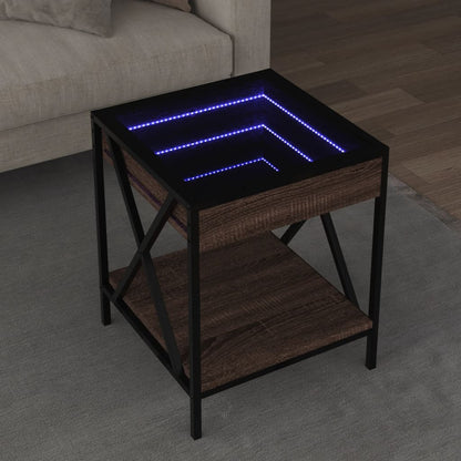 Salongbord Sofabord Brun Eik med Infinity LED 40x40x49 cm