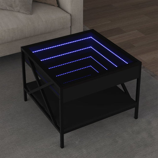 Salongbord Sofabord Svart med Infinity LED 50x50x38 cm