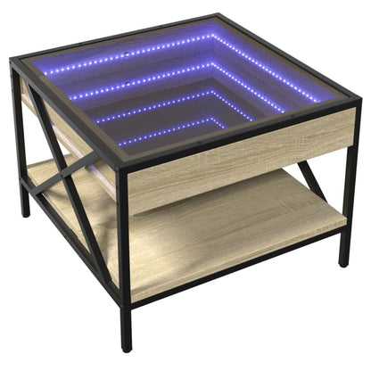 Salongbord Sofabord Sonoma Eik med Infinity LED 50x50x38 cm