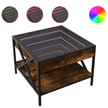 Salongbord Sofabord Røkt Eik med Infinity LED 50x50x38 cm