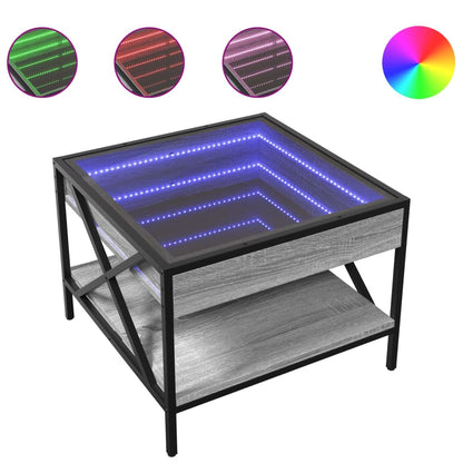 Salongbord Sofabord Sonoma Grå med Infinity LED 50x50x38 cm
