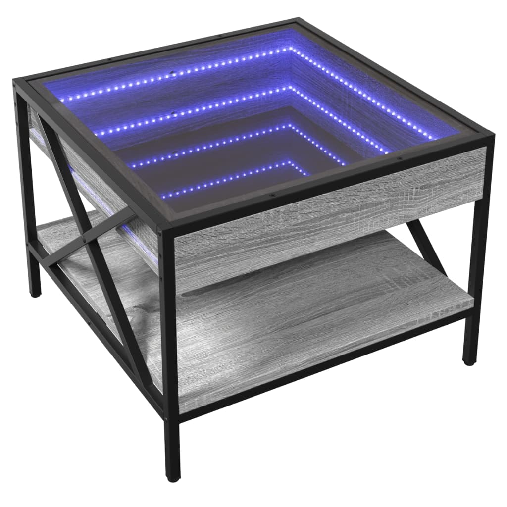 Salongbord Sofabord Sonoma Grå med Infinity LED 50x50x38 cm