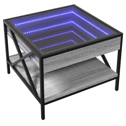 Salongbord Sofabord Sonoma Grå med Infinity LED 50x50x38 cm