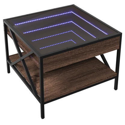 Salongbord Sofabord Brun Eik med Infinity LED 50x50x38 cm
