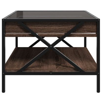 Salongbord Sofabord Brun Eik med Infinity LED 50x50x38 cm
