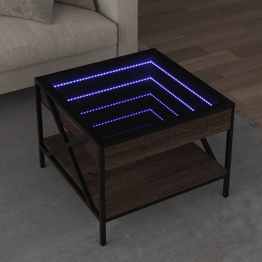 Salongbord Sofabord Brun Eik med Infinity LED 50x50x38 cm