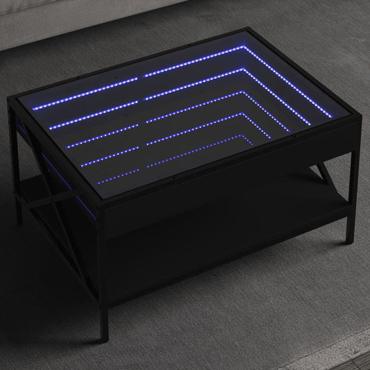 Salongbord Sofabord Svart med Infinity LED 70x50x38 cm