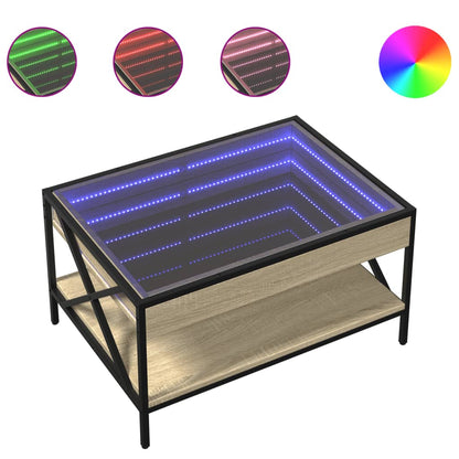 Salongbord Sofabord Sonoma Eik med Infinity LED 70x50x38 cm