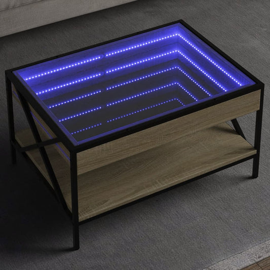 Salongbord Sofabord Sonoma Eik med Infinity LED 70x50x38 cm