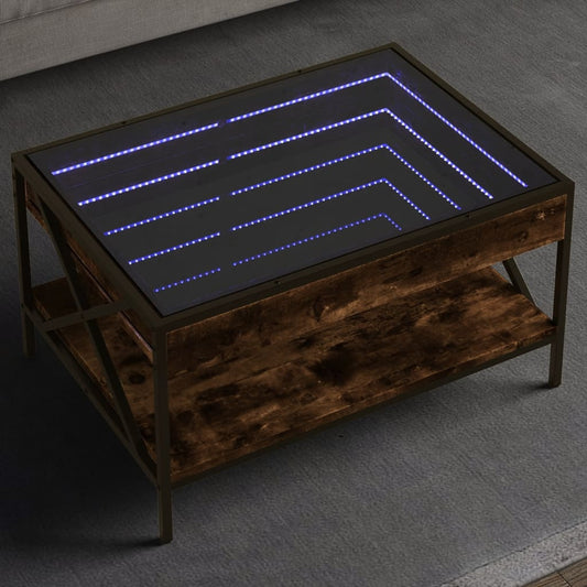 Salongbord Sofabord Røkt Eik med Infinity LED 70x50x38 cm