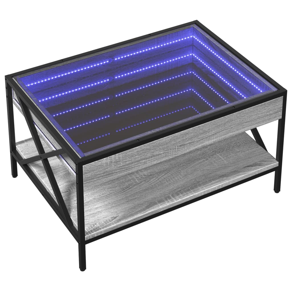 Salongbord Sofabord Sonoma Grå med Infinity LED 70x50x38 cm