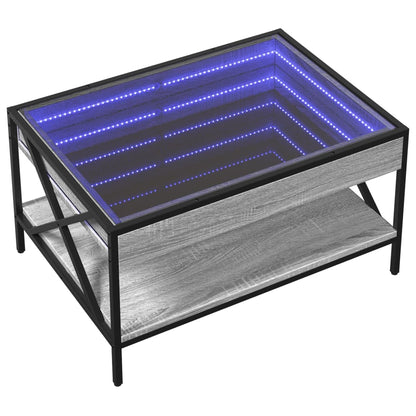 Salongbord Sofabord Sonoma Grå med Infinity LED 70x50x38 cm