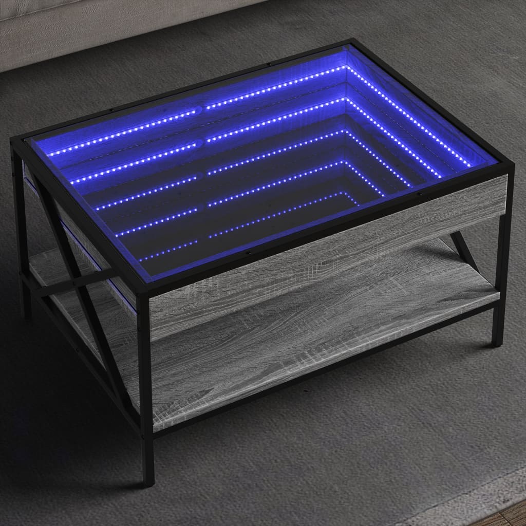 Salongbord Sofabord Sonoma Grå med Infinity LED 70x50x38 cm