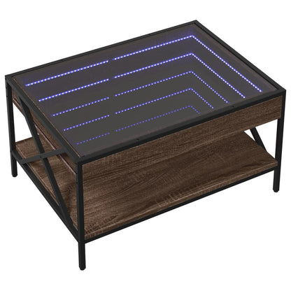 Salongbord Sofabord Brun Eik med Infinity LED 70x50x38 cm