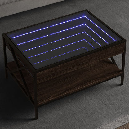 Salongbord Sofabord Brun Eik med Infinity LED 70x50x38 cm