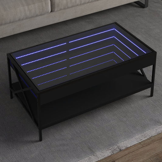 Salongbord Sofabord Svart med Infinity LED 90x50x38 cm