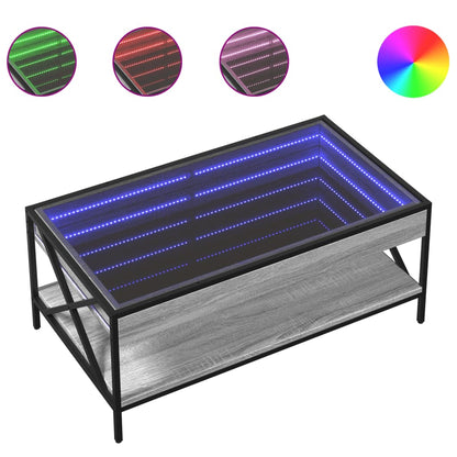 Salongbord Sofabord Sonoma Grå med Infinity LED 90x50x38 cm