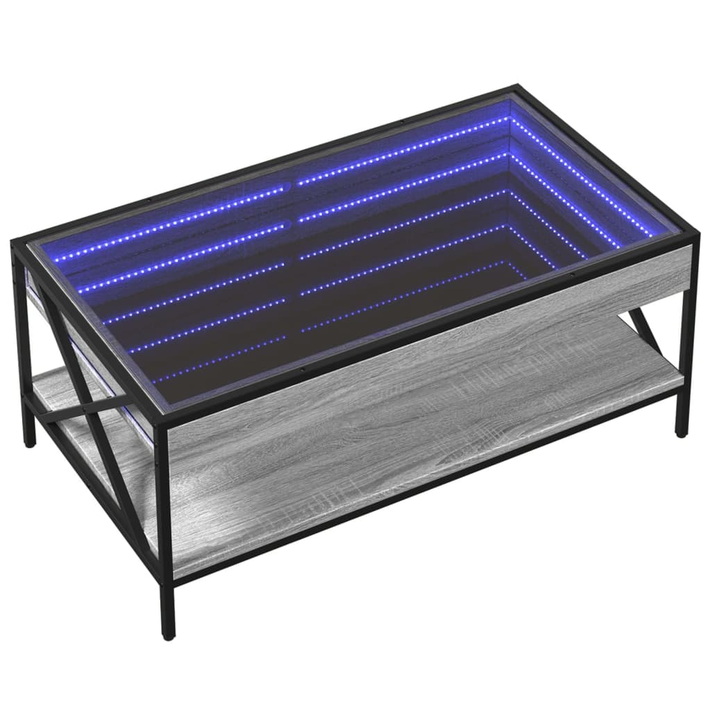 Salongbord Sofabord Sonoma Grå med Infinity LED 90x50x38 cm