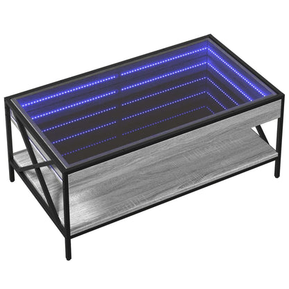 Salongbord Sofabord Sonoma Grå med Infinity LED 90x50x38 cm
