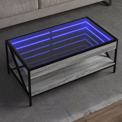 Salongbord Sofabord Sonoma Grå med Infinity LED 90x50x38 cm