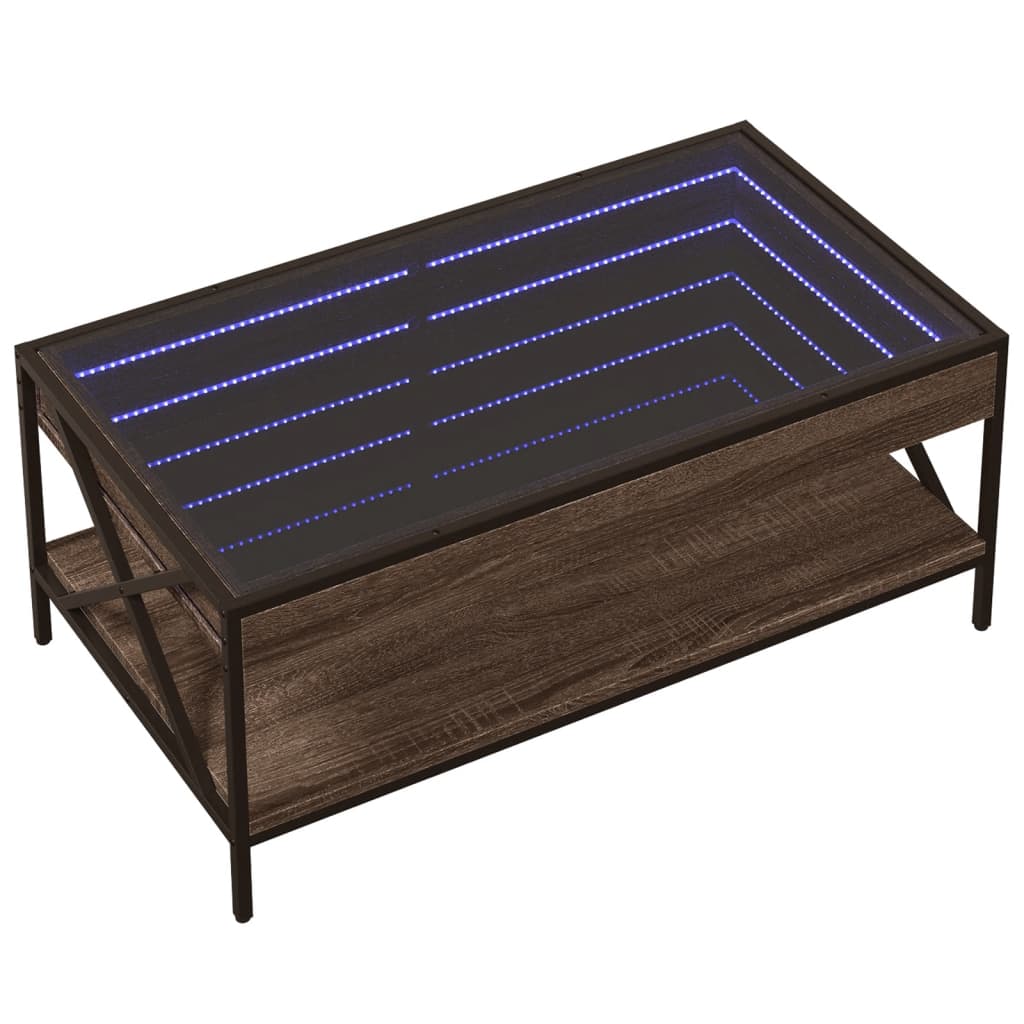 Salongbord Sofabord Brun Eik med Infinity LED 90x50x38 cm