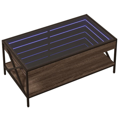 Salongbord Sofabord Brun Eik med Infinity LED 90x50x38 cm