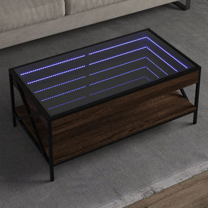 Salongbord Sofabord Brun Eik med Infinity LED 90x50x38 cm