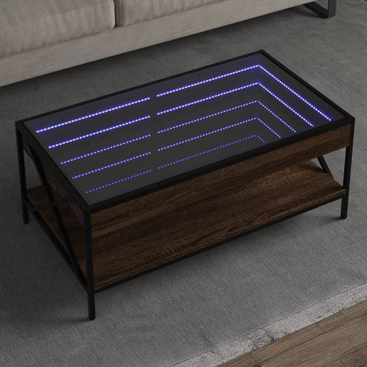 Salongbord Sofabord Brun Eik med Infinity LED 90x50x38 cm