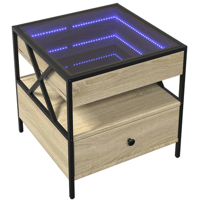 Salongbord Sofabord Sonoma Eik med Infinity LED 50x50x51 cm
